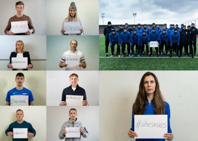 Les athlètes estoniens brandissent une WhiteCard pour soutenir les réfugiés ukrainiens